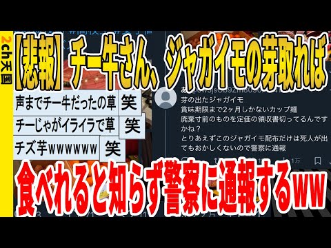 【2ch面白いスレ】【悲報】チー牛さん、ジャガイモの芽取れば食べれると知らず警察に通報するｗｗｗｗｗｗｗｗｗ　聞き流し/2ch天国