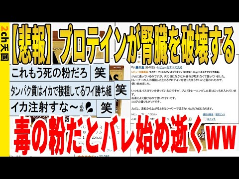 【2ch面白いスレ】【悲報】プロテインが腎臓を破壊する、毒の粉だとバレ始め逝くｗｗｗｗｗｗｗｗｗ　聞き流し/2ch天国