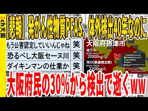 【2ch面白いスレ】【悲報】発がん性物質PFAS、体外排出40年なのに大阪府民の30％から検出で逝くｗｗｗｗｗｗｗｗｗｗｗ　聞き流し/2ch天国