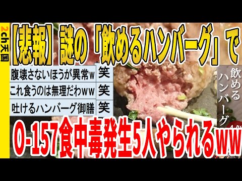 【2ch面白いスレ】【悲報】謎の「飲めるハンバーグ」で、O-157食中毒発生5人やられるｗｗｗｗｗｗｗｗｗｗｗ　聞き流し/2ch天国