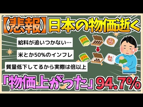 【2chまとめ】「物価上がった」94.7％　日銀調査、消費者心理に影響も【ゆっくり実況】